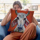 Cow Pablo Throw Pillow By Hippie Hound Studios - All About Vibe