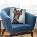 Donkey Rufus 1 Pink Flowers Throw Pillow By Hippie Hound Studios - All About Vibe