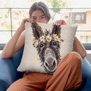 Donkey Rufus Flower Crown Throw Pillow By Hippie Hound Studios - All About Vibe