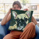 Frenchie Pup 1 Throw Pillow By Hippie Hound Studios - All About Vibe