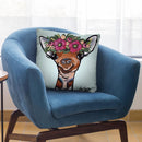 Giraffe Flower Crown Throw Pillow By Hippie Hound Studios - All About Vibe