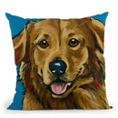 Golden Retriever Expressive Blue Throw Pillow By Hippie Hound Studios - All About Vibe