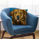 Golden Retriever Expressive Blue Throw Pillow By Hippie Hound Studios - All About Vibe