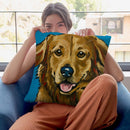Golden Retriever Expressive Blue Throw Pillow By Hippie Hound Studios - All About Vibe