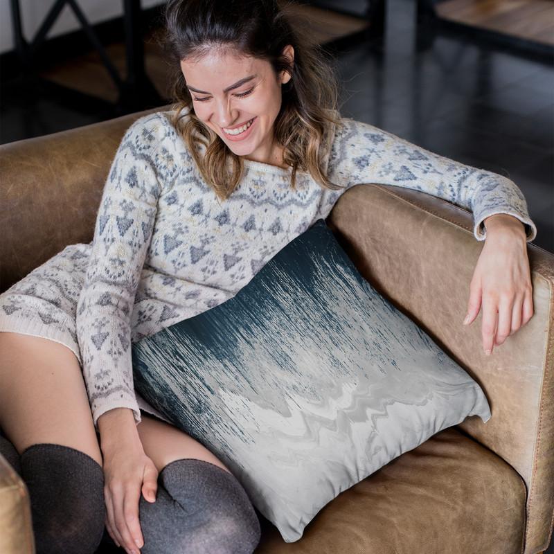 Abstracted Chevron Navy Throw Pillow By Blakely Bering