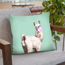 Baby Llama Blowing Bubble Gum Throw Pillow by Big Nose Work