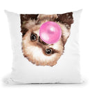 Baby Sloth with Bubble Gum Throw Pillow by Big Nose Work