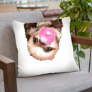 Baby Sloth with Bubble Gum Throw Pillow by Big Nose Work