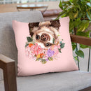 baby Sloth with Flower Crown in Green Throw Pillow by Big Nose Work