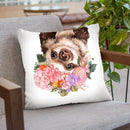 Baby Sloth with Flower Crown Throw Pillow by Big Nose Work