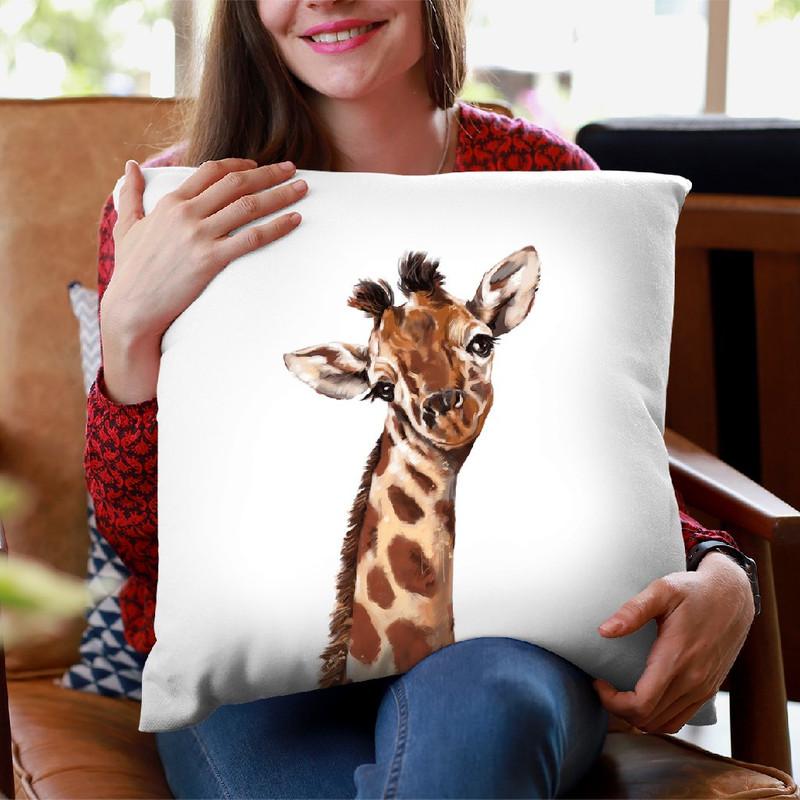 Giraffe Throw Pillow by Big Nose Work