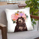 Baby Bear with Flower Crown Throw Pillow by Big Nose Work