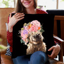 Highland Cow with Flower Crown in Black Throw Pillow by Big Nose Work