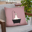 Llama in Bath Tub Throw Pillow by Big Nose Work