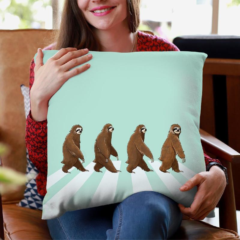 Sloth the Abbey Road Throw Pillow by Big Nose Work
