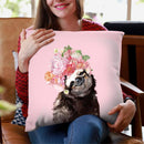 Sloth with Flower Crown in Pink Throw Pillow by Big Nose Work