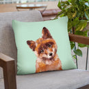 Baby Fox in Green Throw Pillow by Big Nose Work