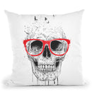 Skull With Red Glasses Throw Pillow By Balazs Solti