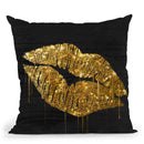 Golden Lips Throw Pillow By Color Bakery