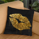 Golden Lips Throw Pillow By Color Bakery