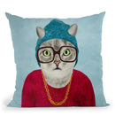 Cat Rapper Throw Pillow By Coco De Paris