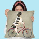 English Springer On Bicycle Throw Pillow By Coco De Paris