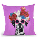 Flower Power Dalmatian Fushia Throw Pillow By Coco De Paris