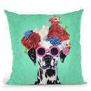 Flower Power Dalmatian Green Throw Pillow By Coco De Paris