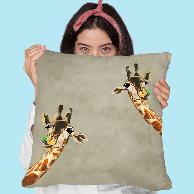 2 Giraffes Throw Pillow By Coco De Paris