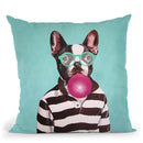 Bulldog With Bubblegum Throw Pillow By Coco De Paris