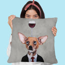 Chihuahua With Wineglass Throw Pillow By Coco De Paris