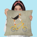 Beagle On Bicycle Throw Pillow By Coco De Paris