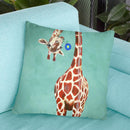 Girafes With Blue Flower Throw Pillow By Coco De Paris