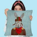 Rabbit With Helmet Throw Pillow By Coco De Paris