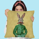 Rabbit With Moustache Throw Pillow By Coco De Paris