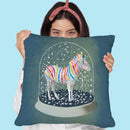 Rainbow Zebra In Snowball Throw Pillow By Coco De Paris