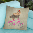 Yorkshire On Bicycle Throw Pillow By Coco De Paris