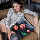 Tulips On Dark Throw Pillow By Christine Lindstrom