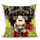 Chimp And Roses I Throw Pillow By Christian Mielu