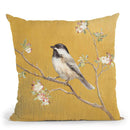 Black Capped Chickadee On Gold Throw Pillow By Danhui