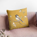 Black Capped Chickadee On Gold Throw Pillow By Danhui