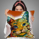 Tilt Cat Earth Tone Throw Pillow By Dean Russo