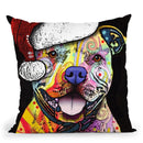 Beware Of Pit Bulls Christmas Edition Throw Pillow By Dean Russo