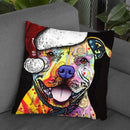 Beware Of Pit Bulls Christmas Edition Throw Pillow By Dean Russo
