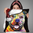 Beware Of Pit Bulls Christmas Edition Throw Pillow By Dean Russo