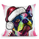 Boston Terrier Christmas Throw Pillow By Dean Russo