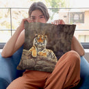 Amur Tiger Rocks Throw Pillow By David Stribbling