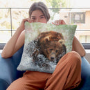 Bear Running Through Water Throw Pillow By David Stribbling