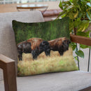 Bison Pair Throw Pillow By David Stribbling