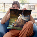 Buffalo And Oxpeckers Throw Pillow By David Stribbling